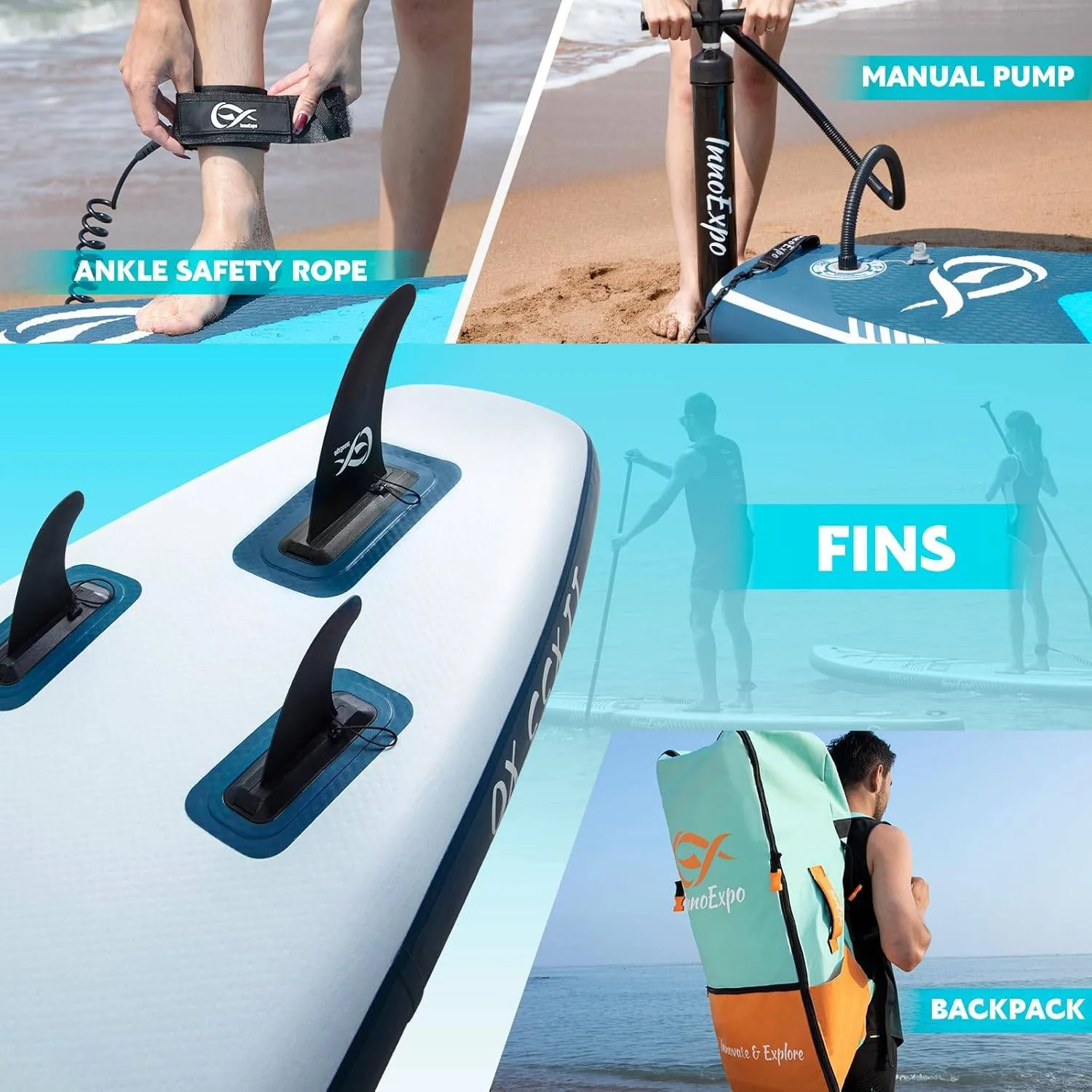 InnoExpo Inflatable Stand Up Paddle Board SUP/Kayak image indicator(4)