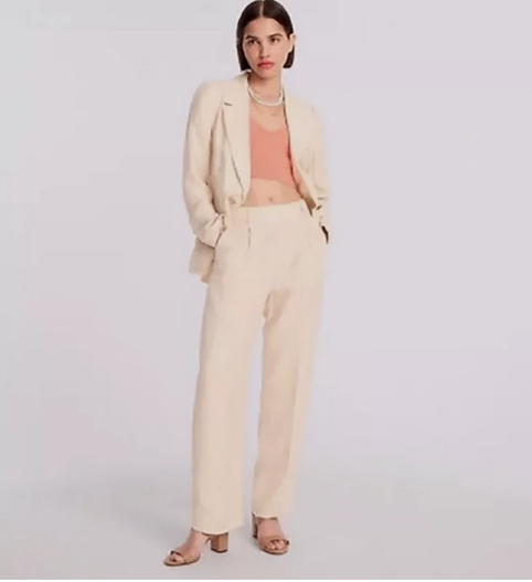J.Crew Pleated Linen-Cupro Blend Lined Dress Pants