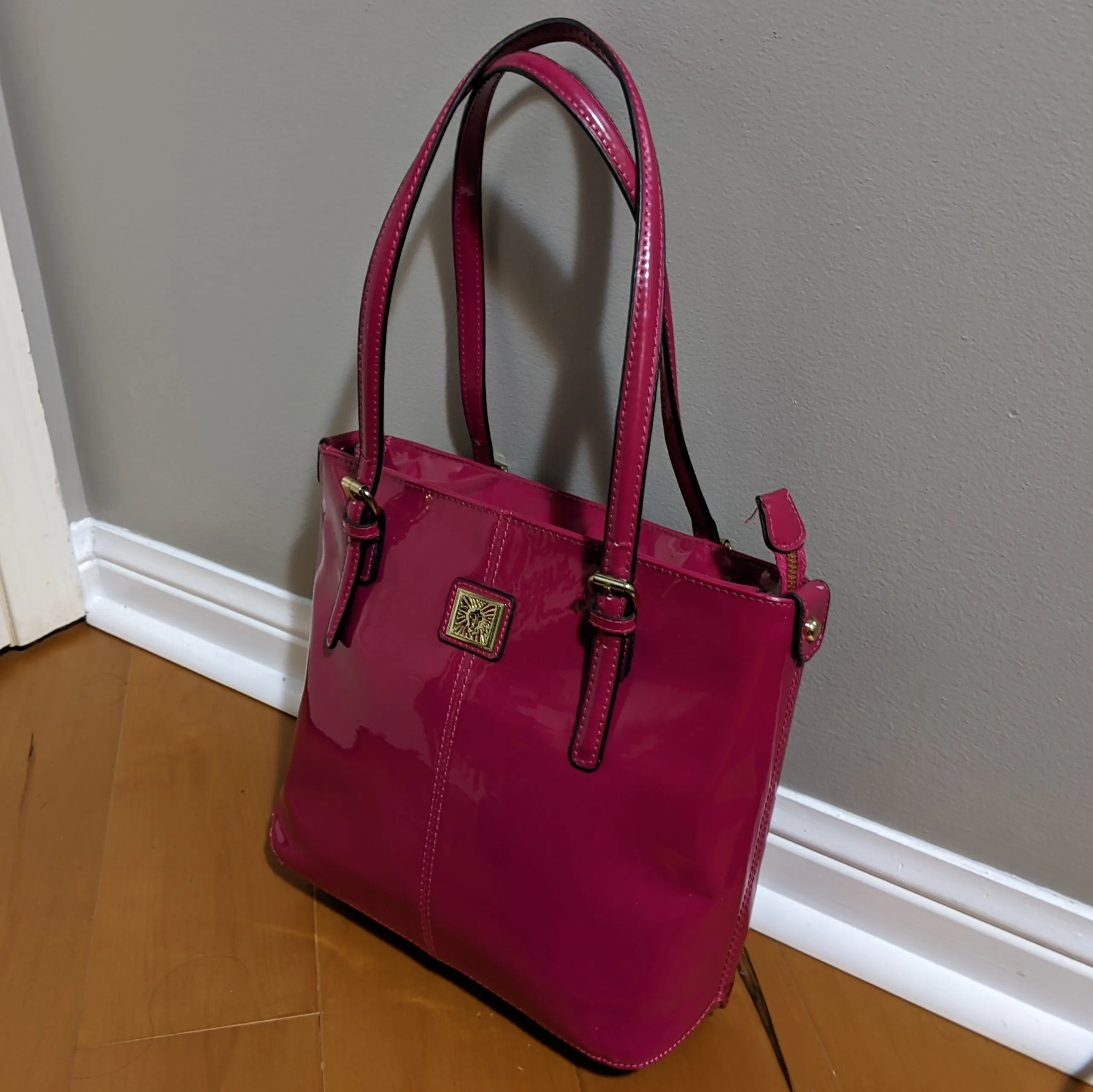 Anne Klein Plum Patent Leather Purse image indicator(2)