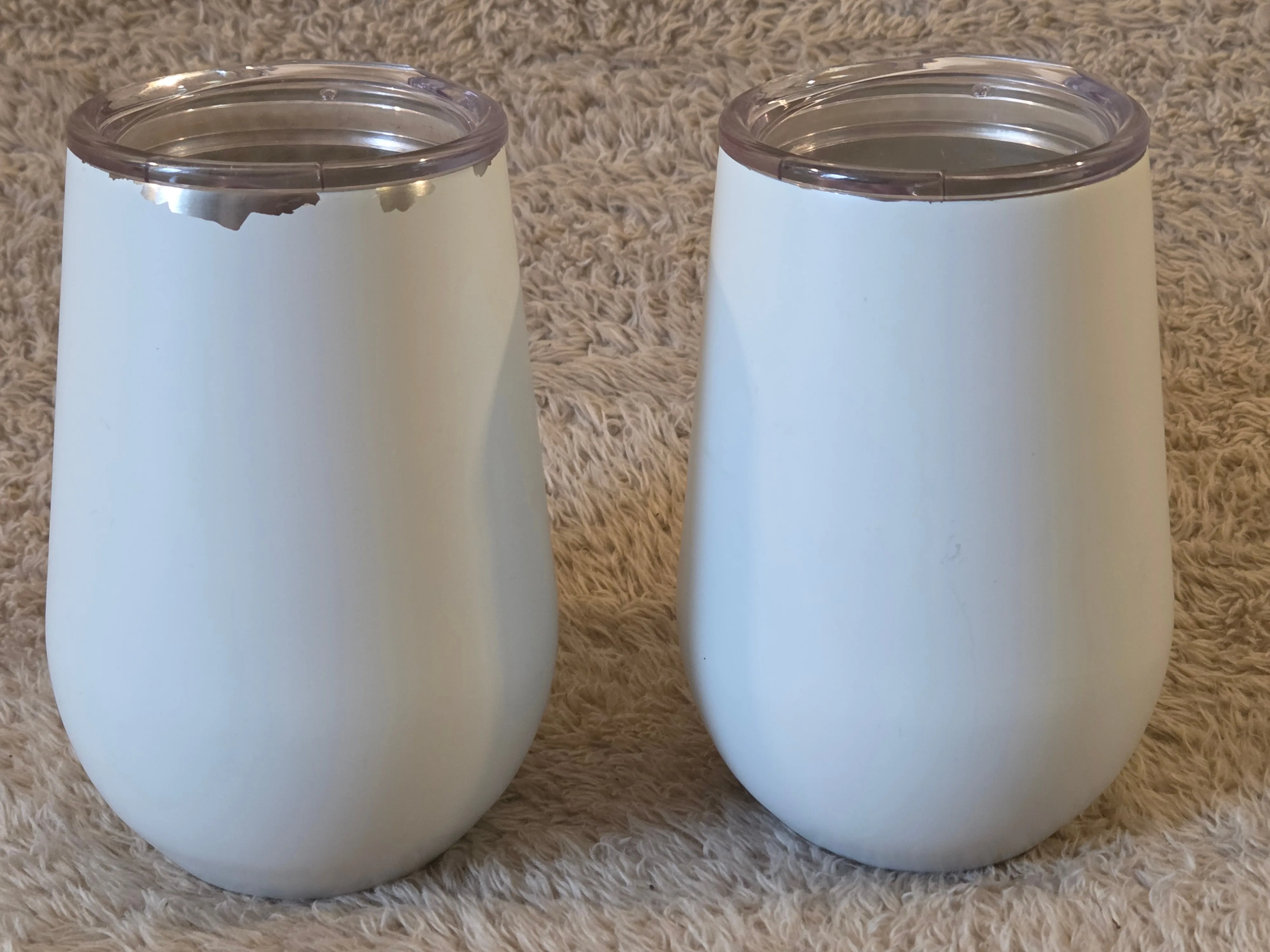 Pair of White Insulated Wine Tumblers, 12 oz, w/Lids image indicator(3)