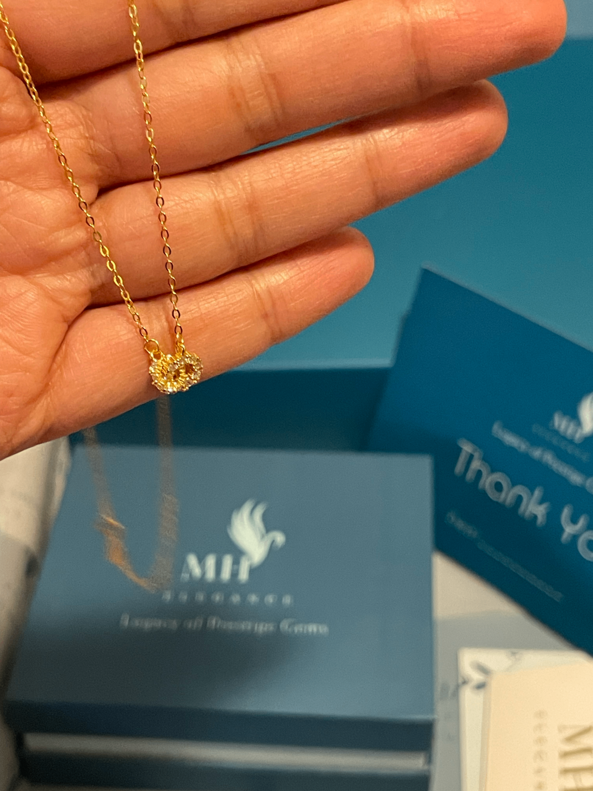 18k Gold Plated circle pendant necklace - photo 5