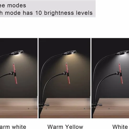 Cell Phone Holder with Selfie Ring & Clamp to Desk image indicator(3)