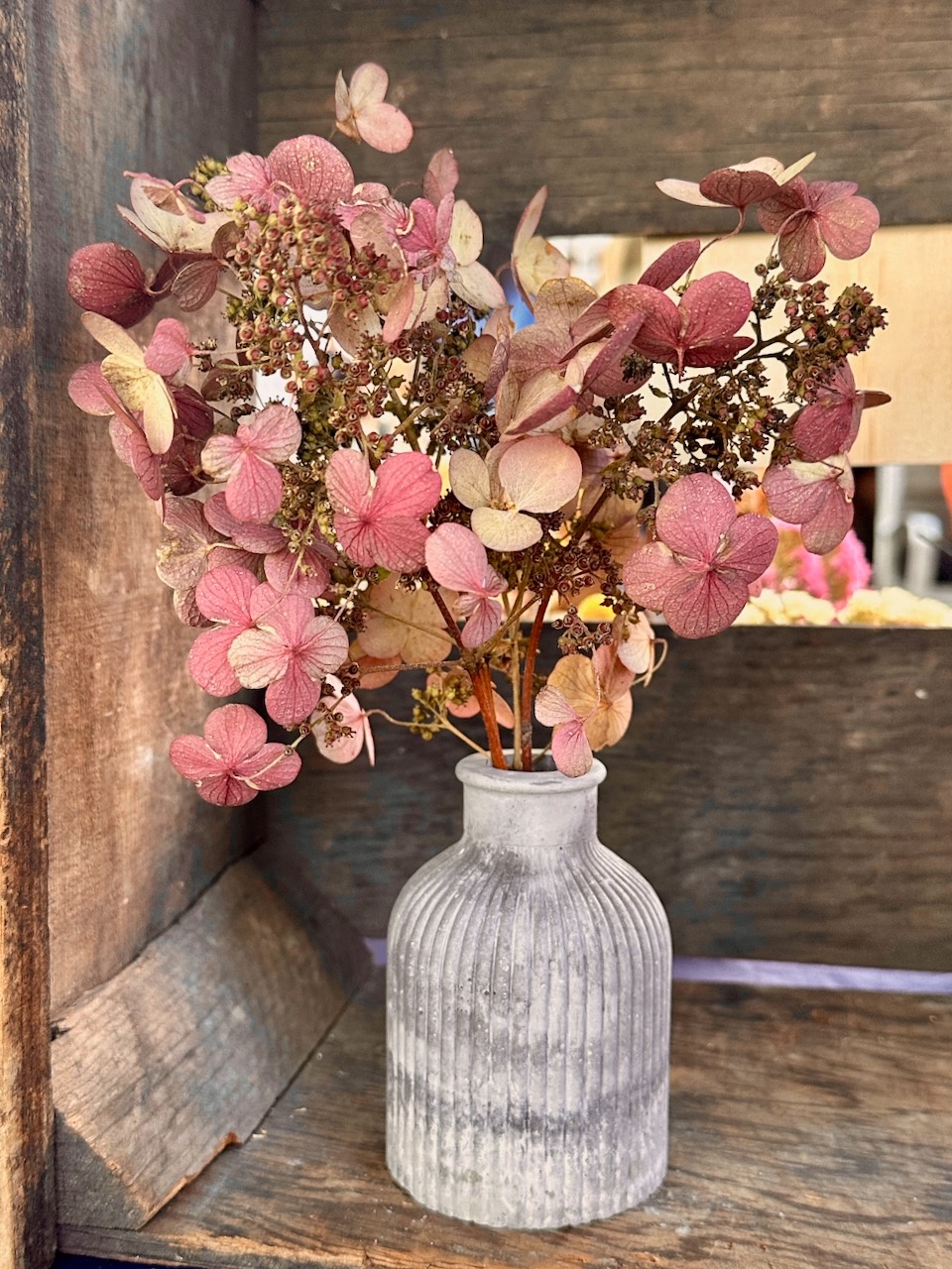 Fluted Vase with Dried Flowers