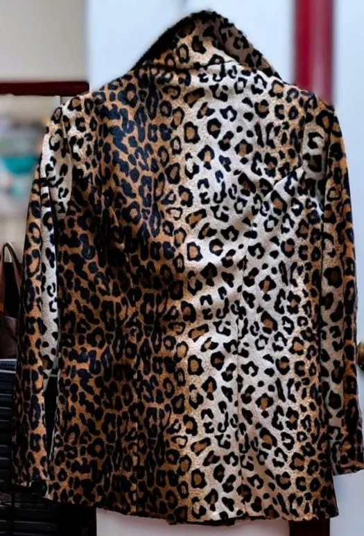 Women's Vintage Leopard Print Plush Blazer Jacket Made in USA image indicator(4)
