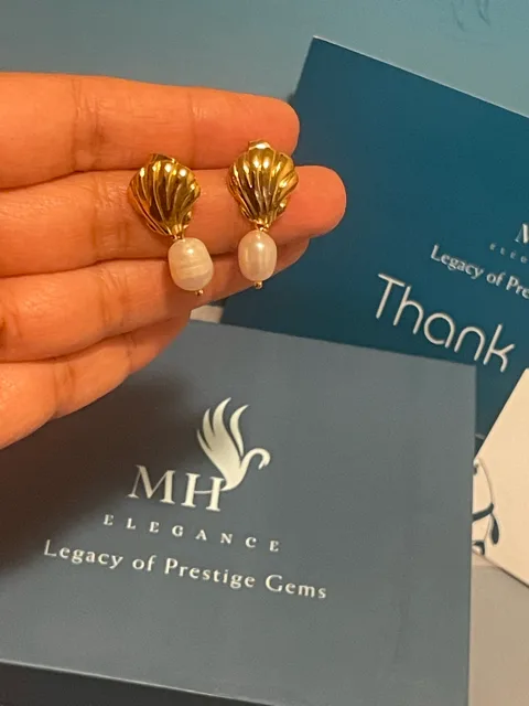 18k Gold Plated Glam Shell Earrings