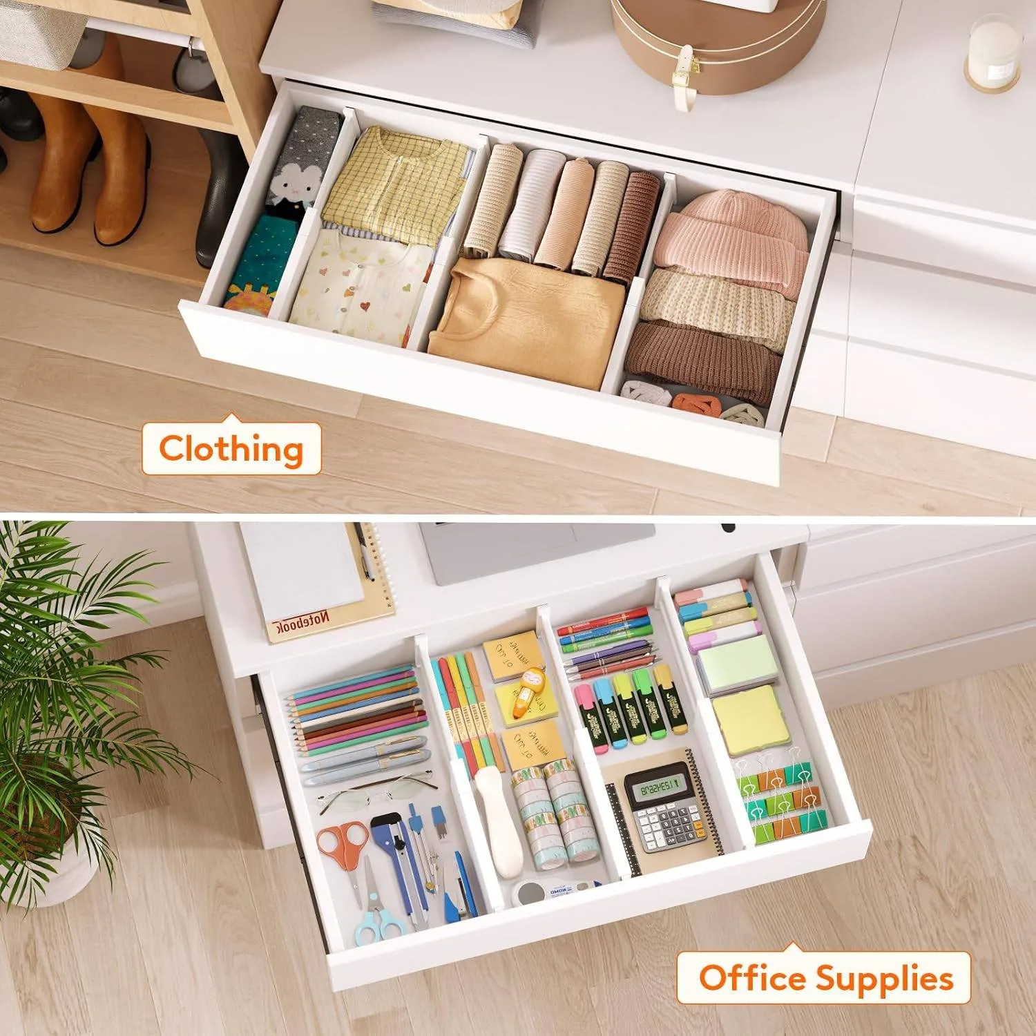 Lifewit 5-Pack Adjustable Drawer Dividers image indicator(7)