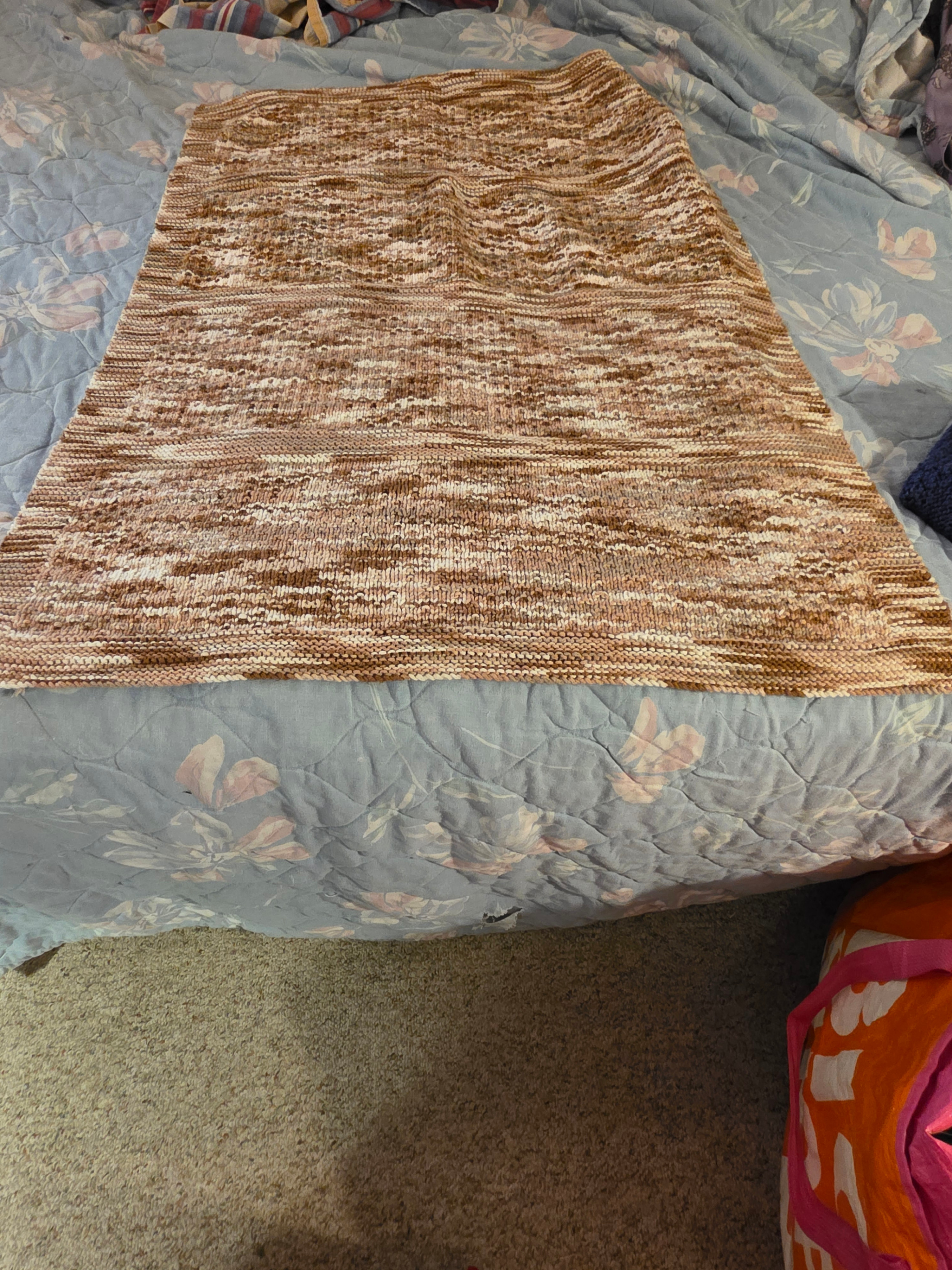 Handmade Knitted Blanket - Brown & White 28" x 36" 🏆 - photo 3