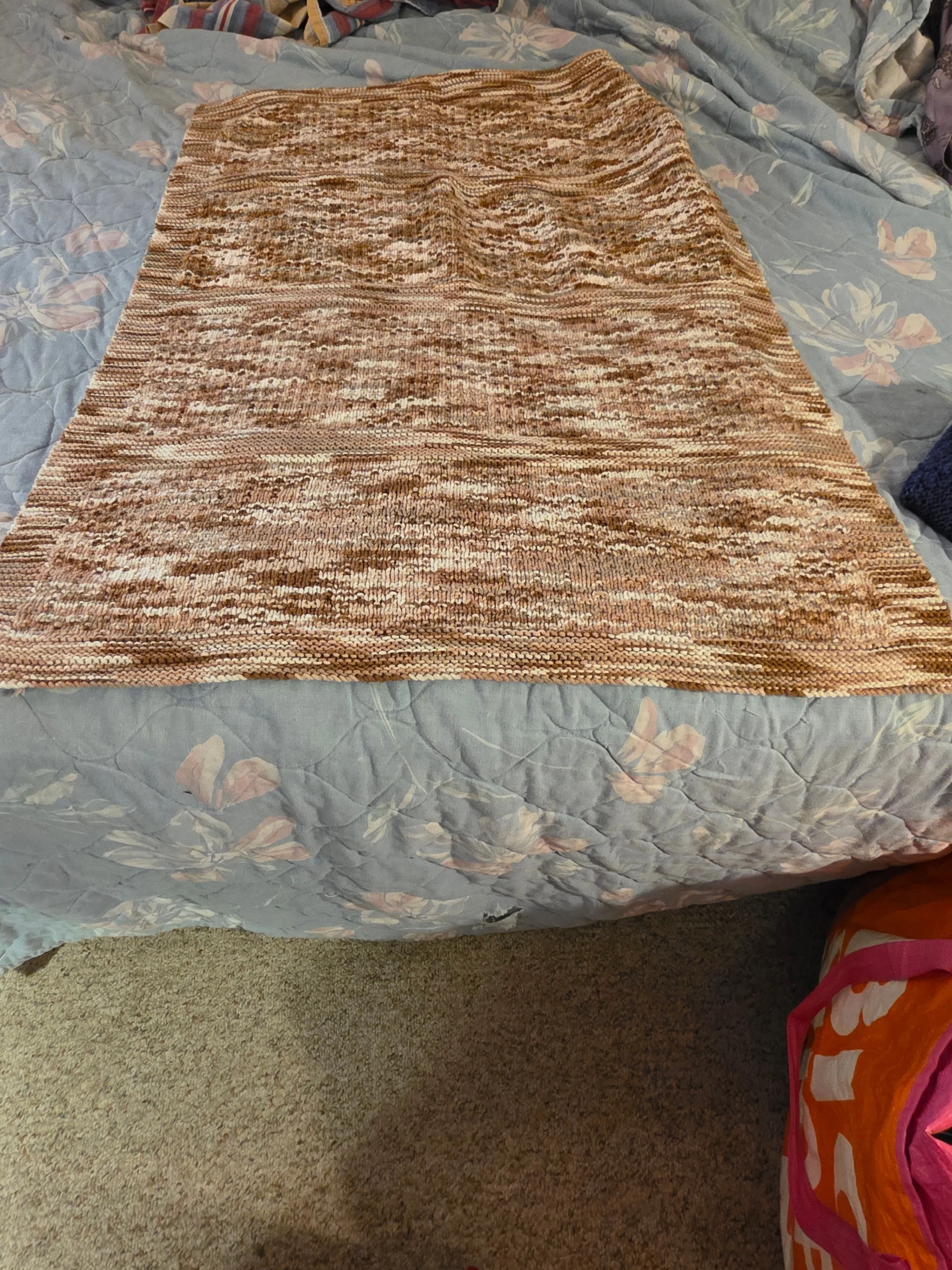 Handmade Knitted Blanket - Brown & White 28" x 36" image indicator(3)