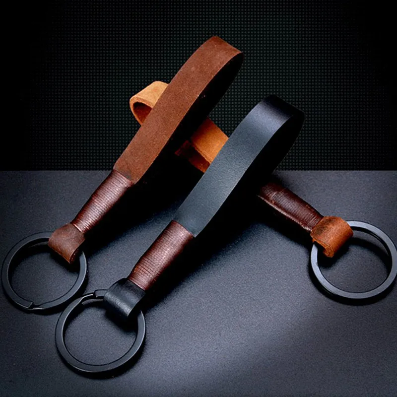 Leather strap keychain