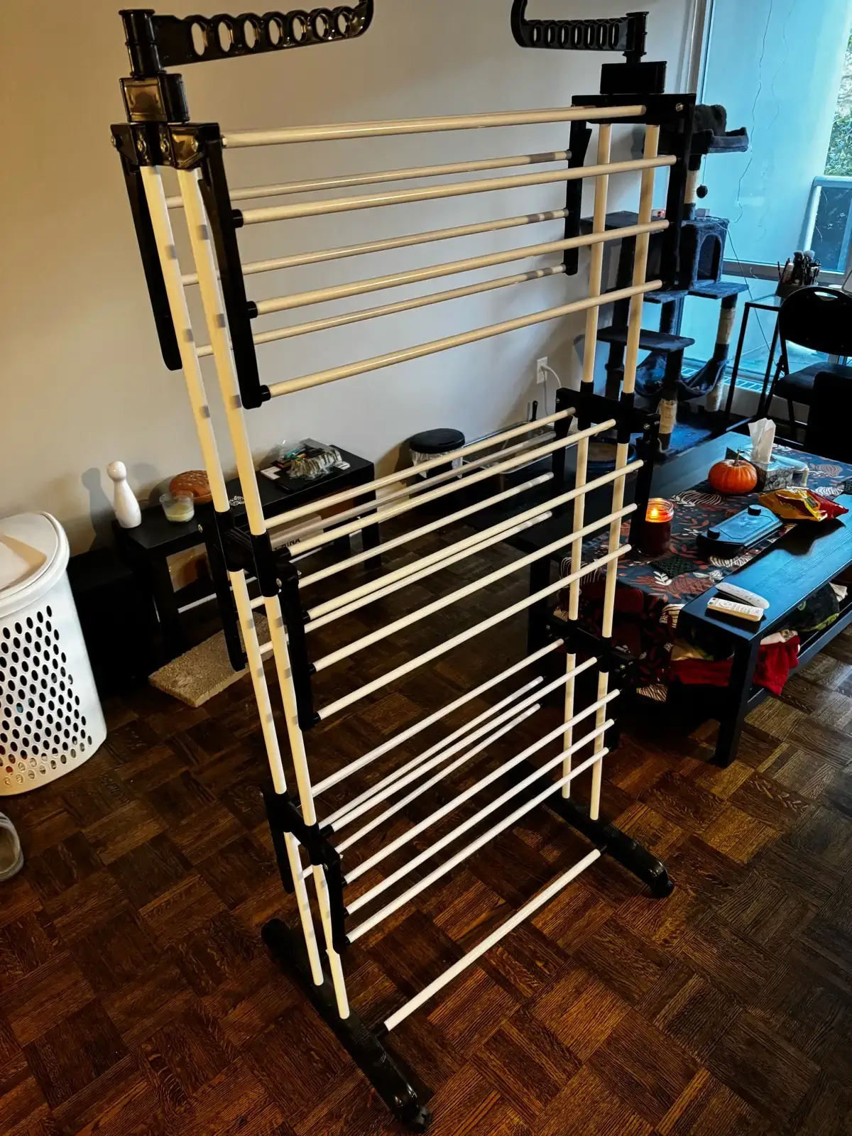 4-Tier Folding Clothes Drying Rack with Wheels - photo 2