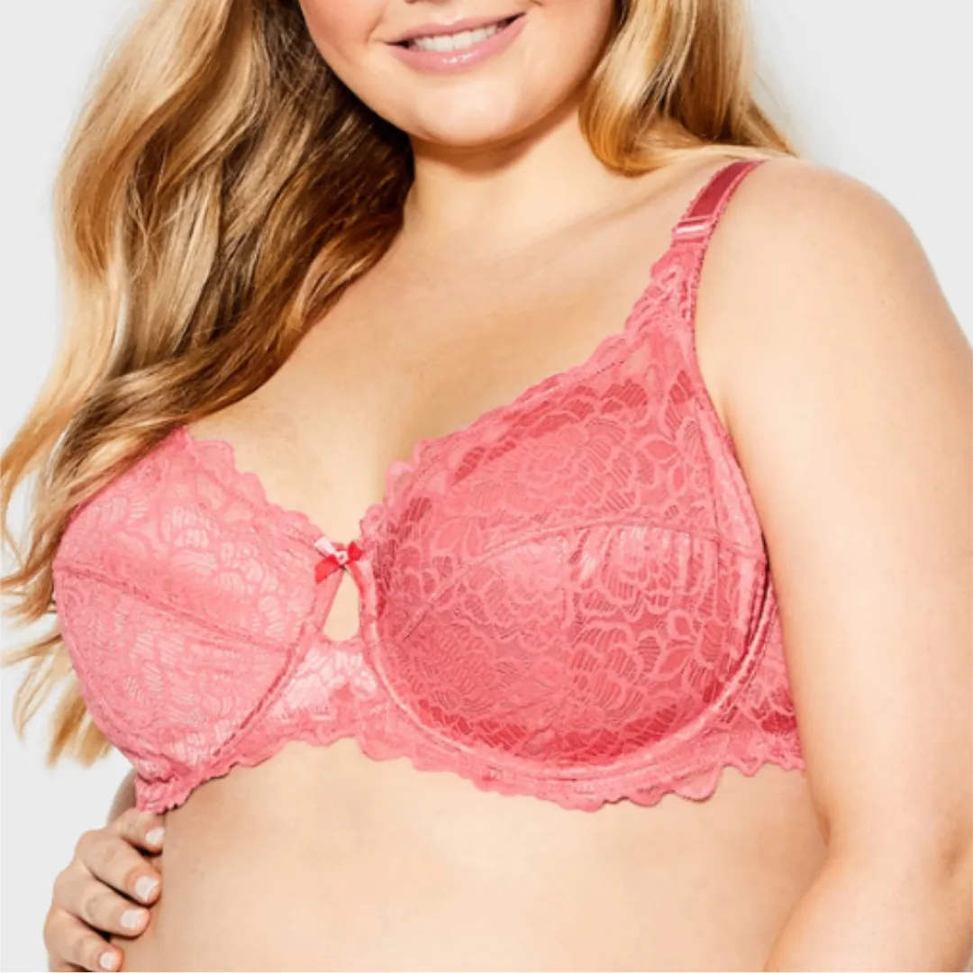 38G Avenue Knitted Lace Soft Cup Rose Bra