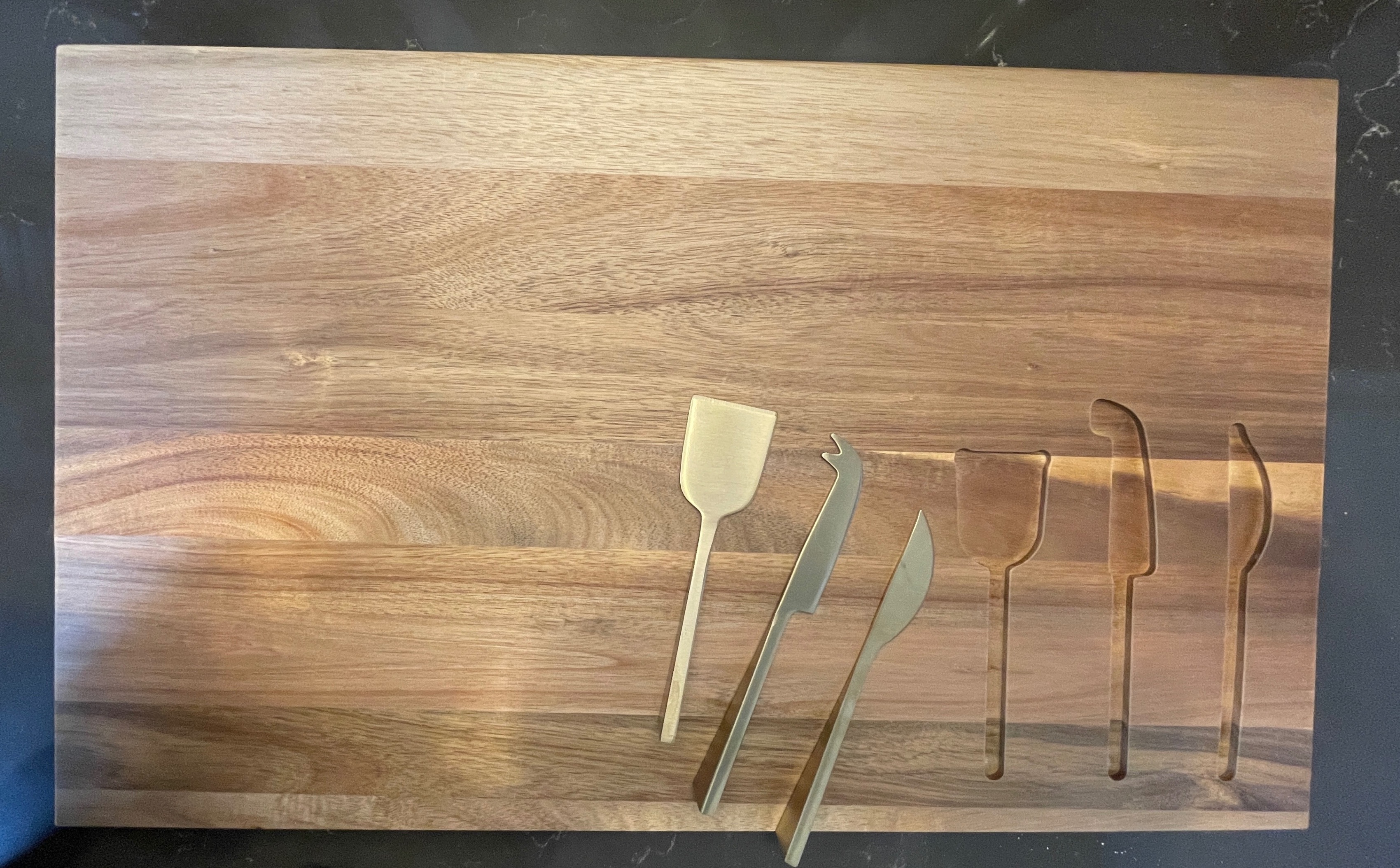 Crate and Barrel Octavia Large Wood Board with Cheese Knives - photo 2