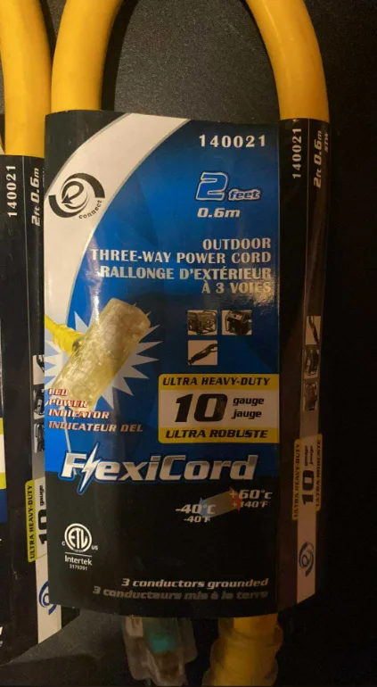 FlexiCord 2 Feet Outdoor Three- Way Power Cord 10 Gauge image indicator(2)