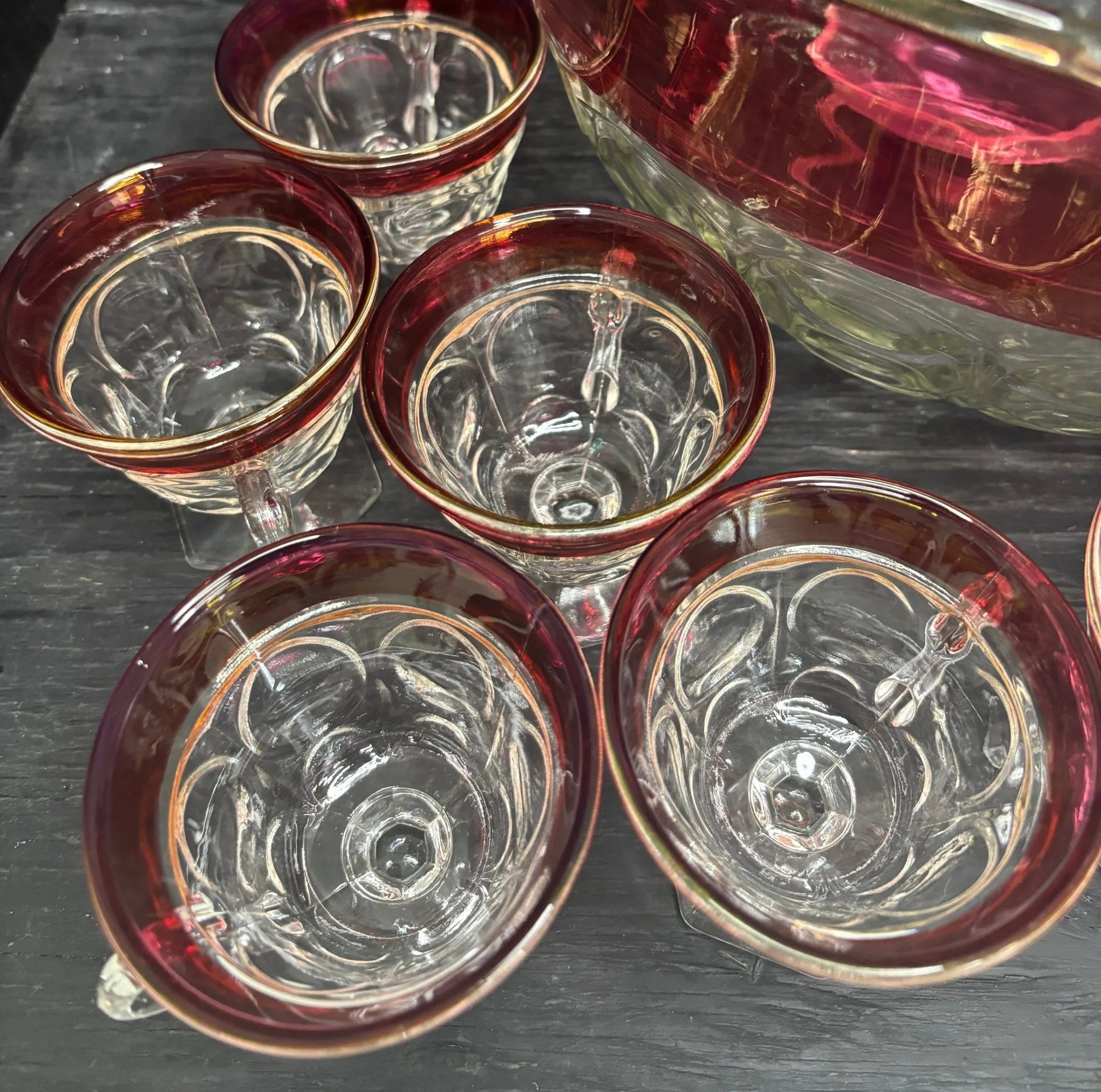Indiana Glass Ruby Red Glass Punch Bowl Set image indicator(5)