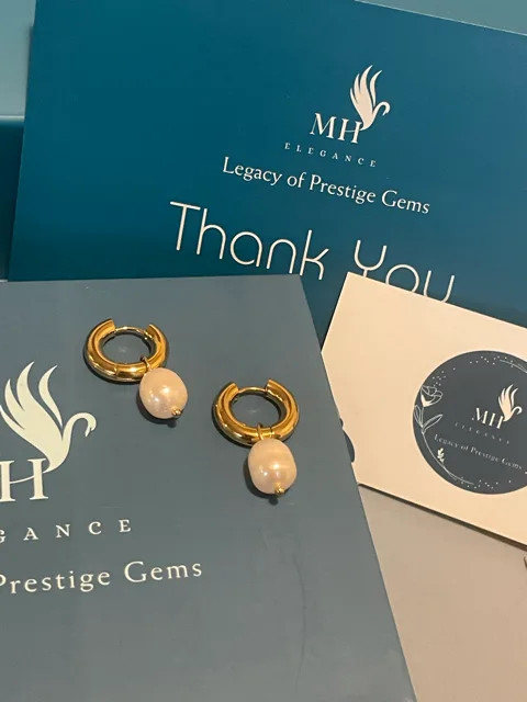 14k Gold Plated Gold & Pearl Halo Hoops image indicator(4)