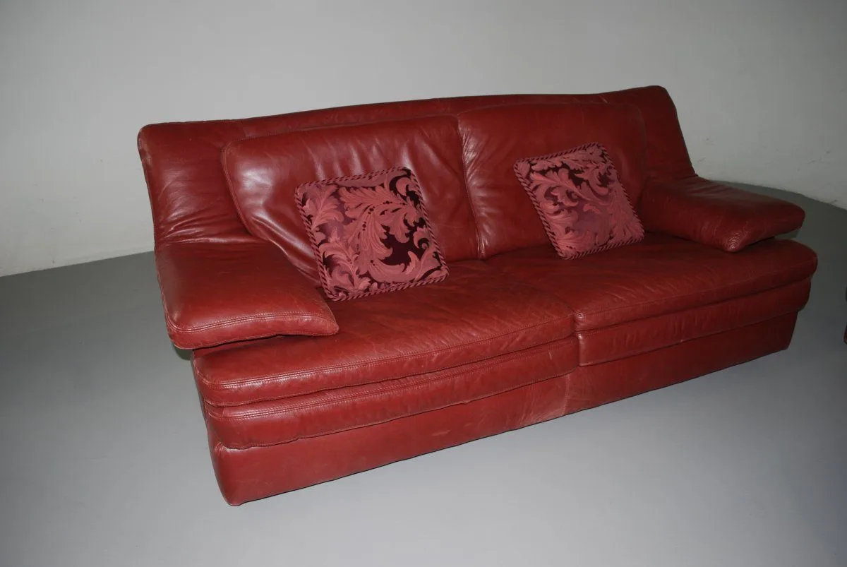 4 Piece Natuzzi Burgundy Leather Sofa Set image indicator(4)