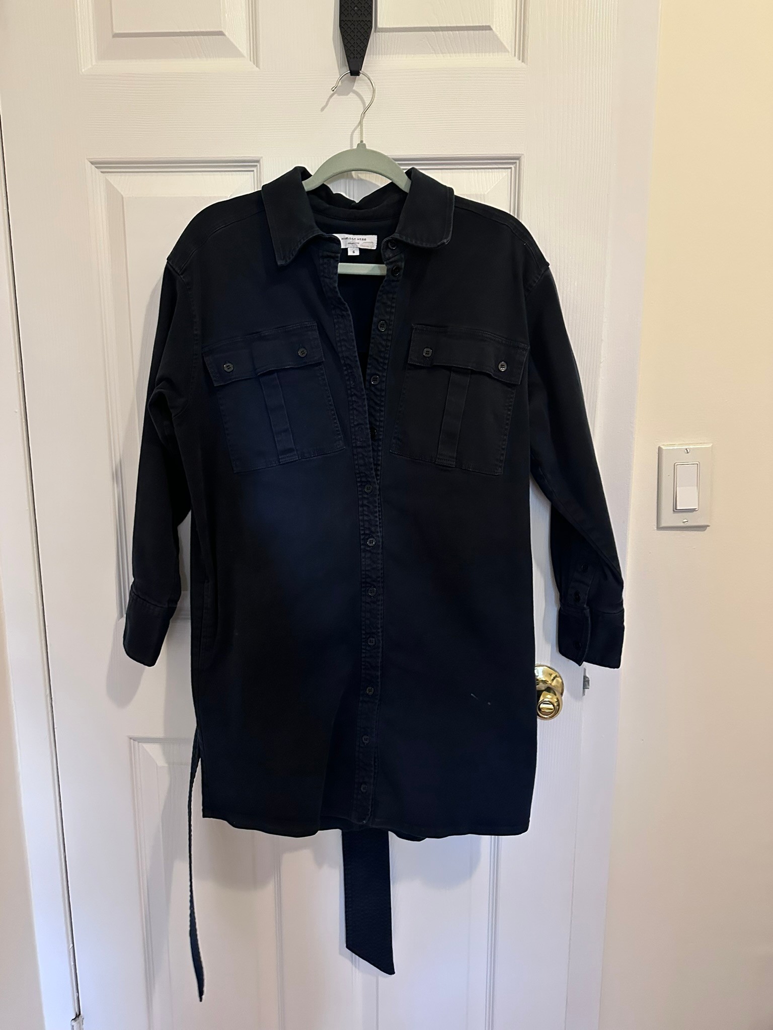 Marissa Webb Belted Utility Shirt Dress - Navy - photo 3