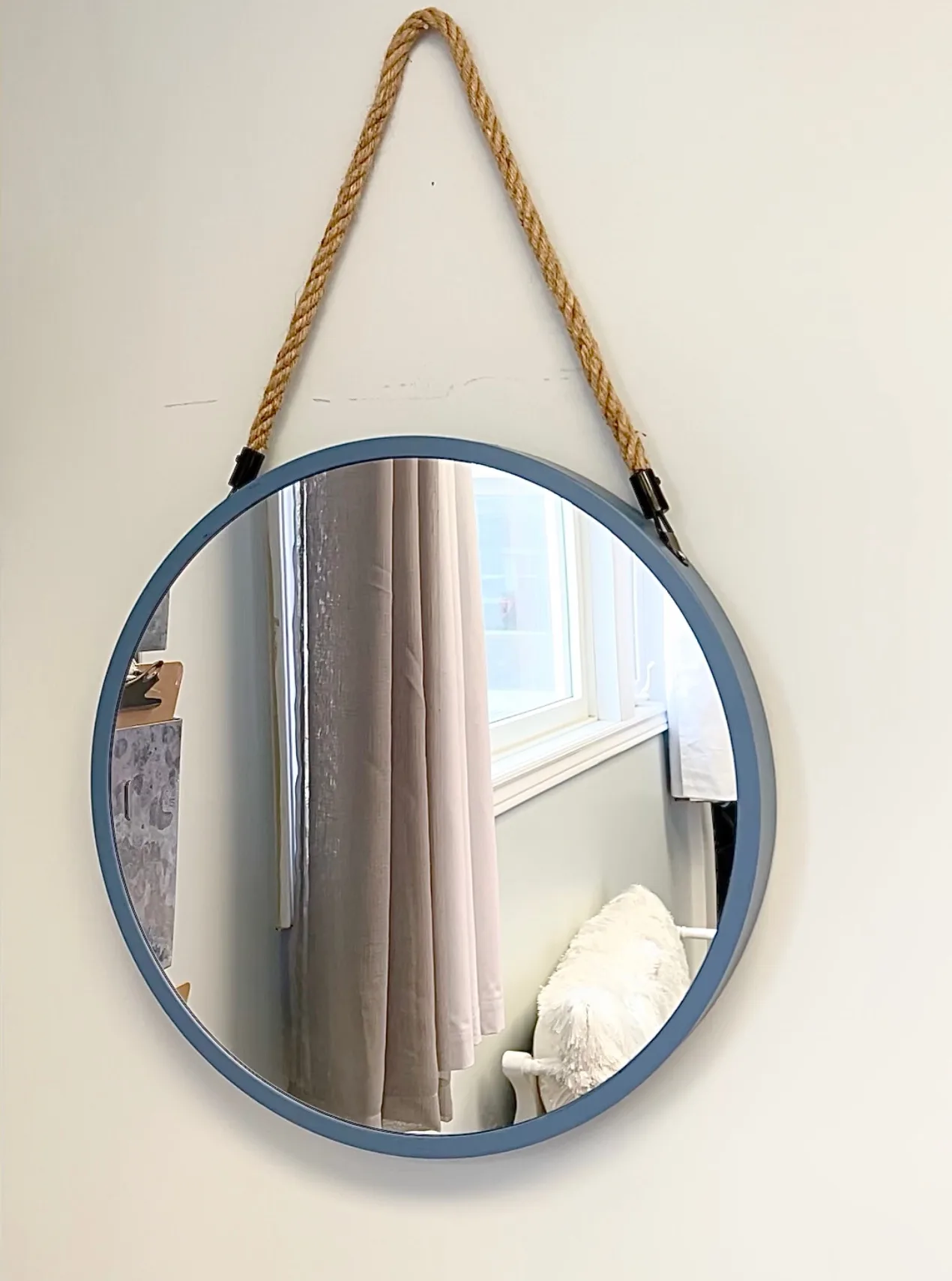 1 pc Periwinkle Blue Rope Mirror – Nautical Wall Decor