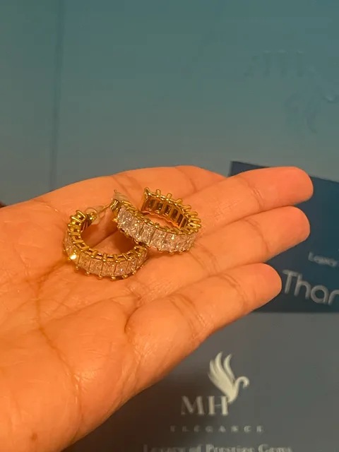 14k Gold Plated Prism Crown Hoops image indicator(2)