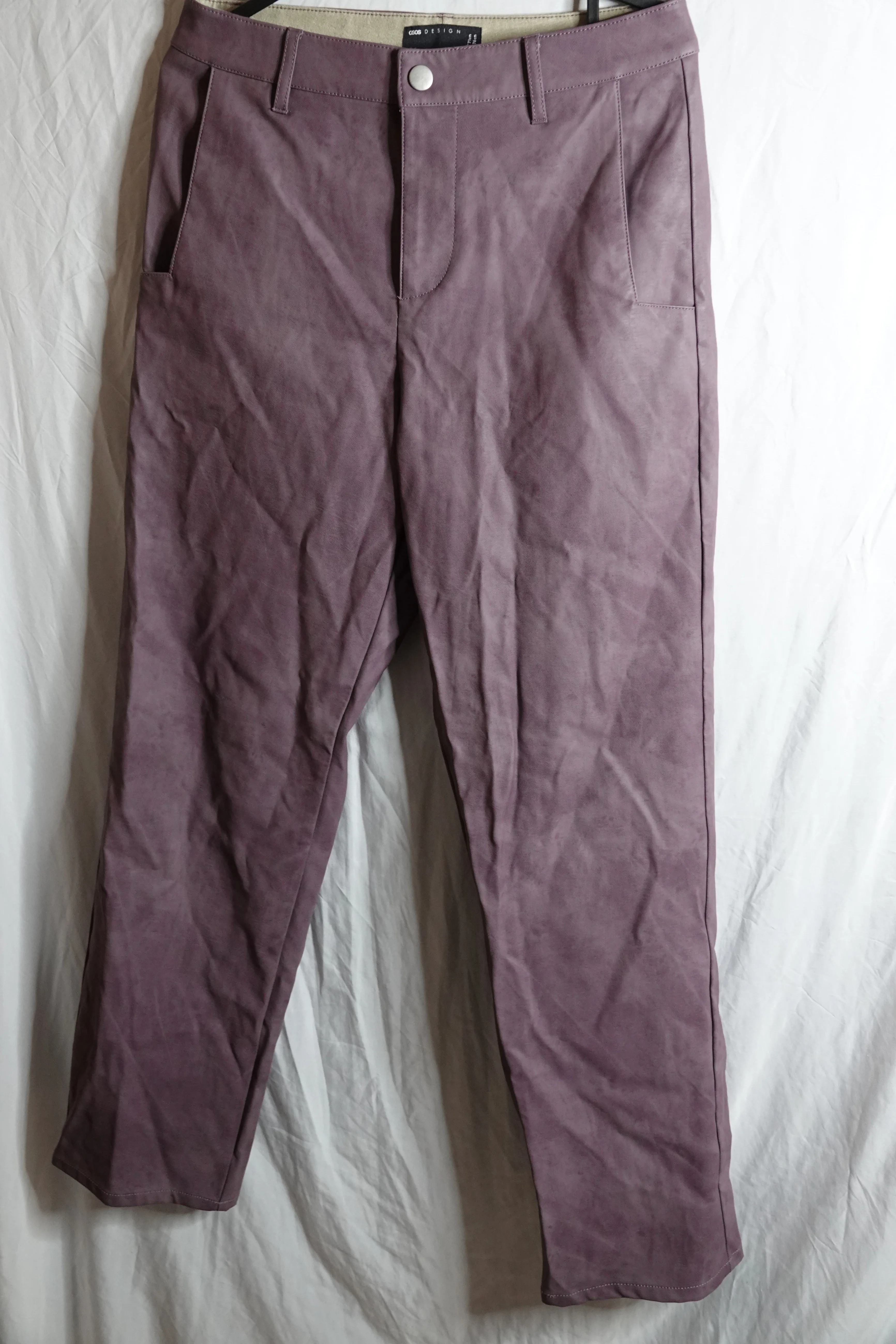 ASOS DESIGN Faux Suede Pants – Mauve, W28 L30