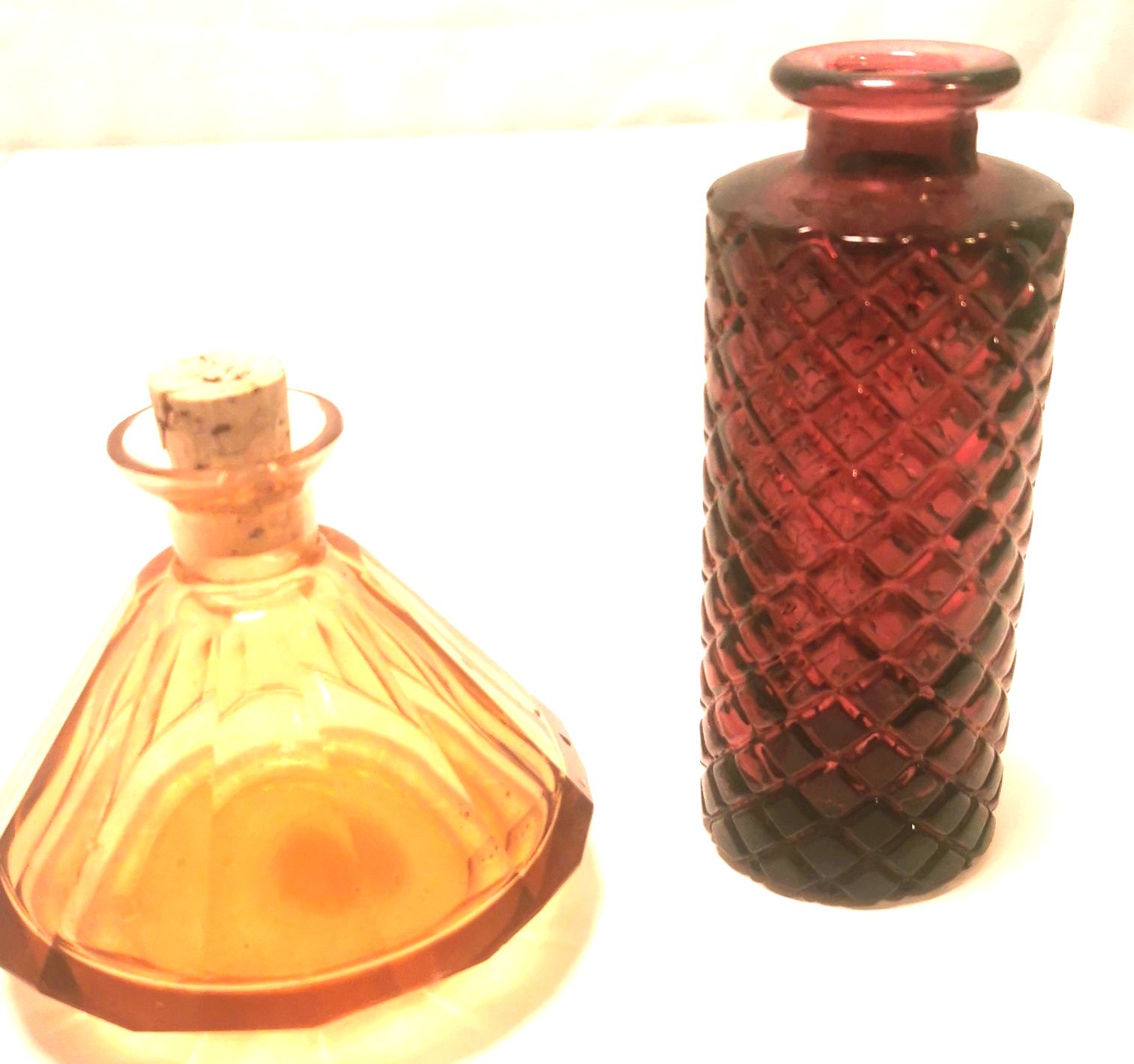Pair of Vintage glass pieces- Gold Glass, Ruby Red
