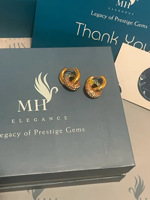 14k Gold Plated Luxe Zircon Hoops image indicator(4)