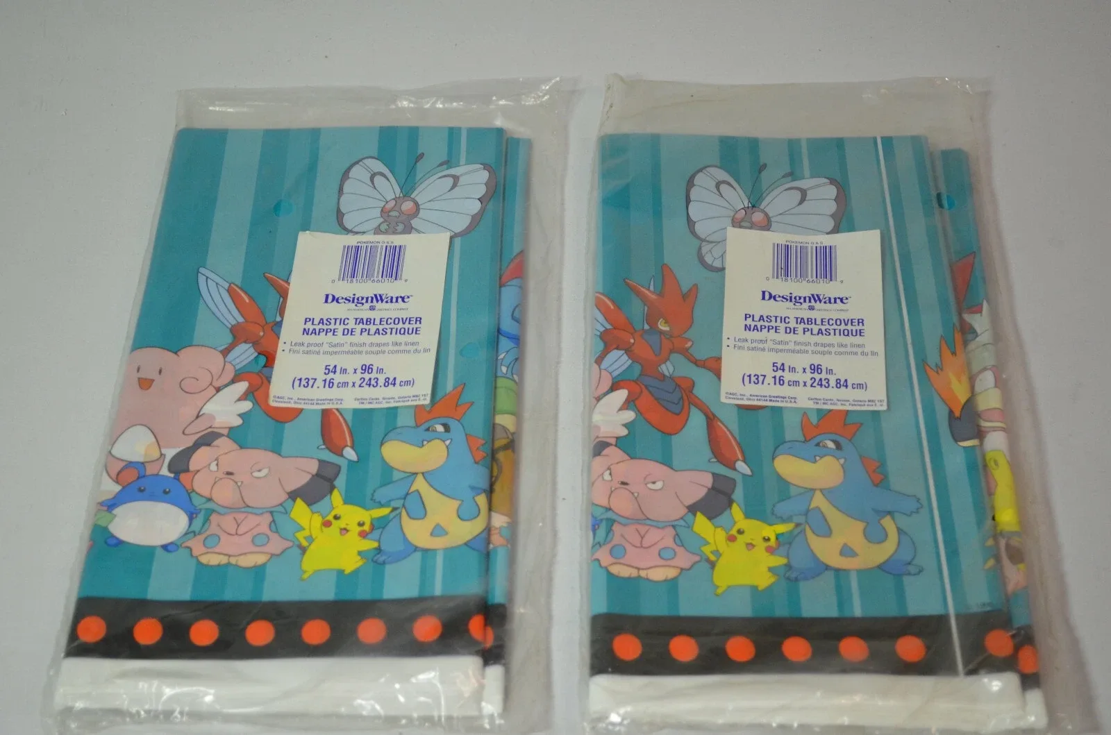 2 x Pokemon Pikachu Plastic Tablecover Satin Finish 54x96 inch