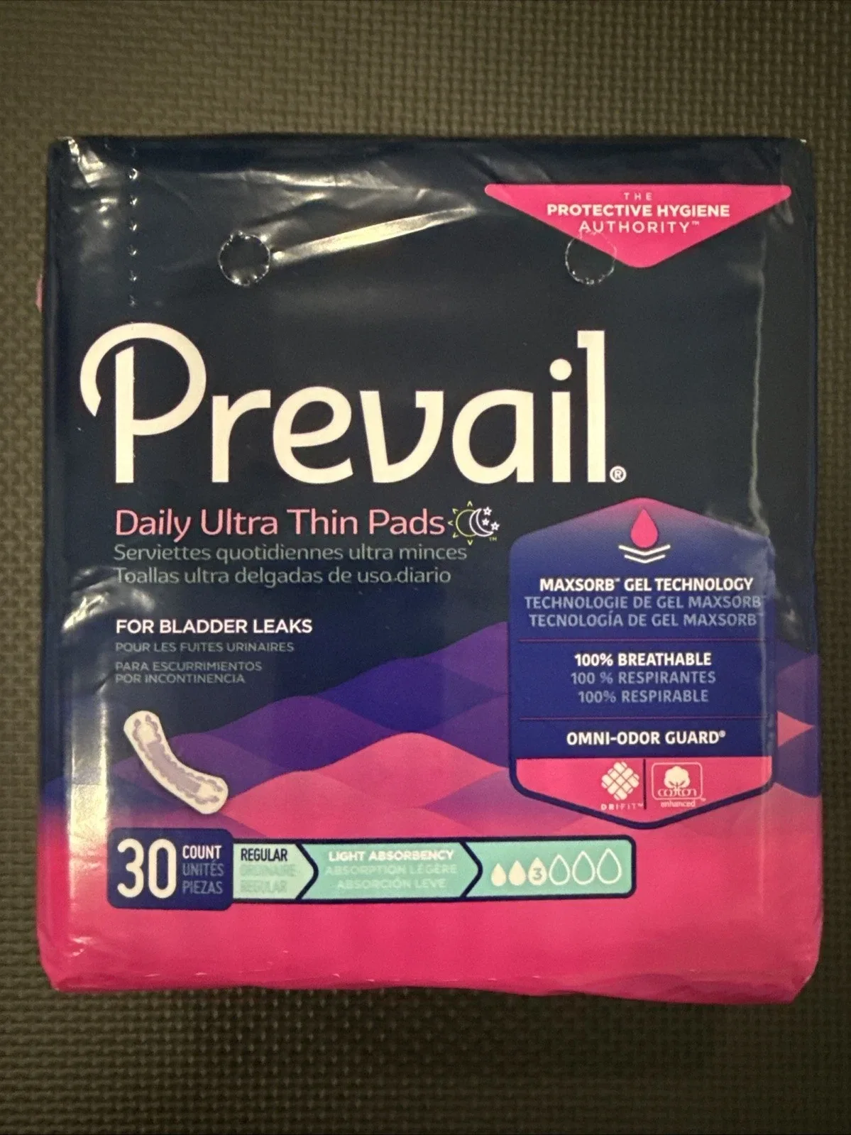 Prevail Daily Pads Bladder Leaks Regular Light Absorbency 30 Ct image indicator(3)
