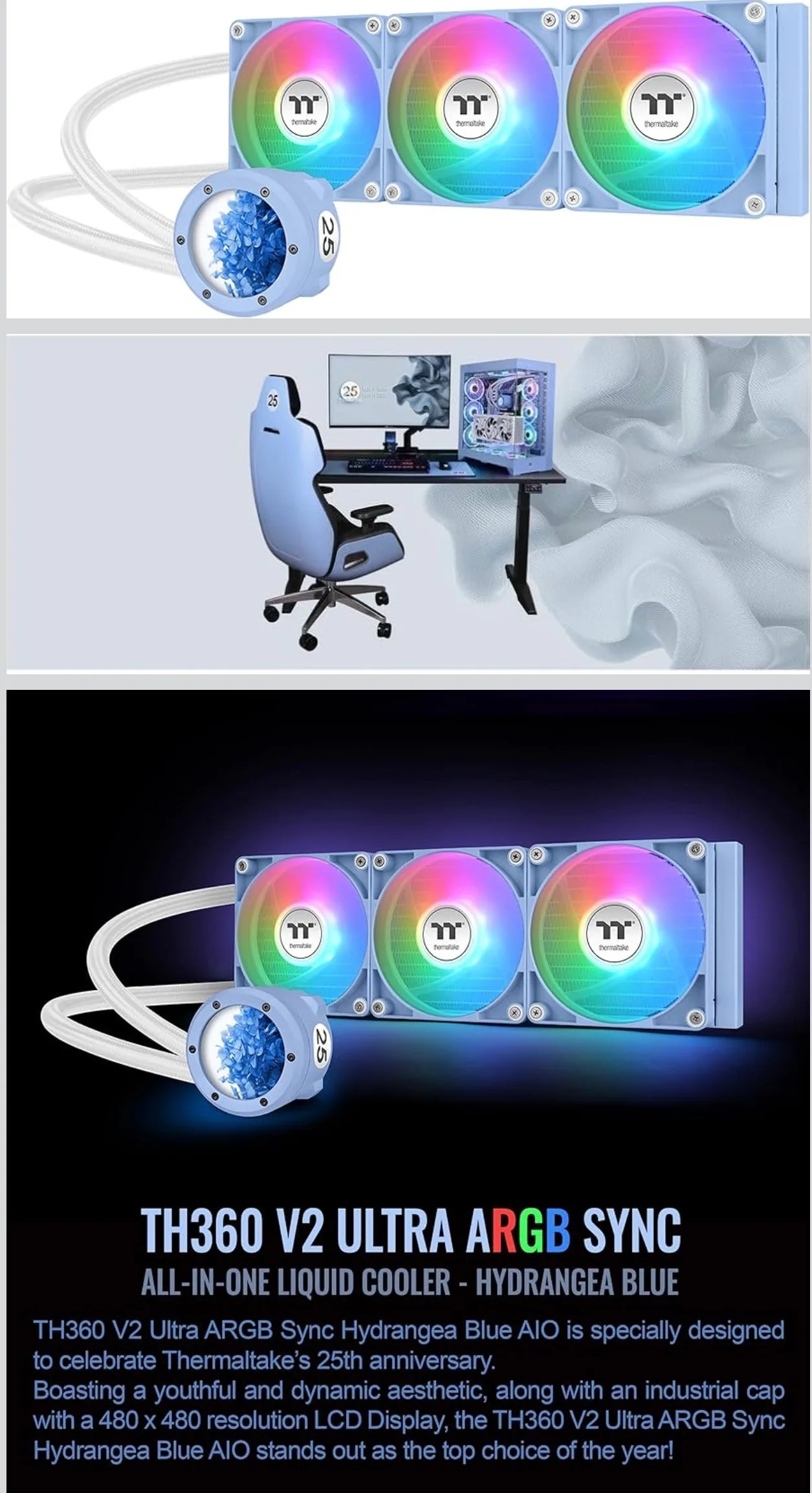 Ultra ARGB Liquid Cooler Fan 500~1500rpm/Water Blk 2.1" Display thumbnail