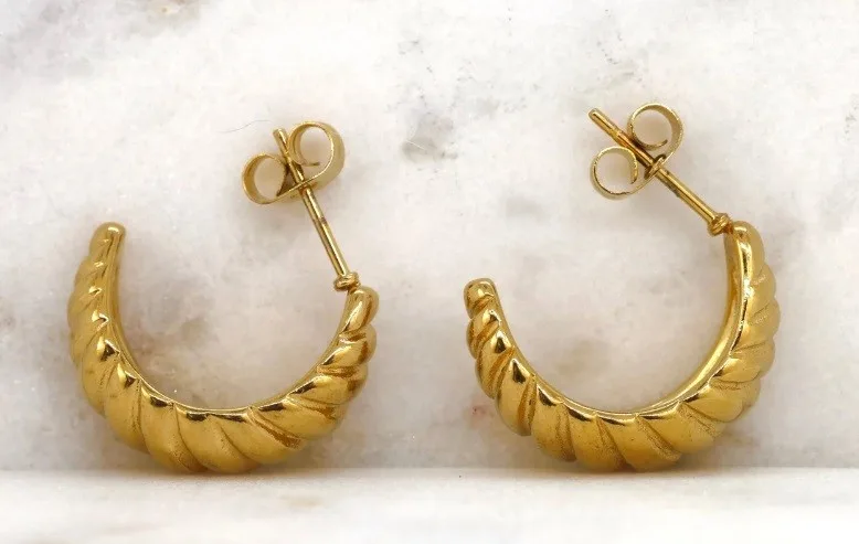 18K Gold Plated Croissant Earrings -tarnish free, hypoallergenic image indicator(2)