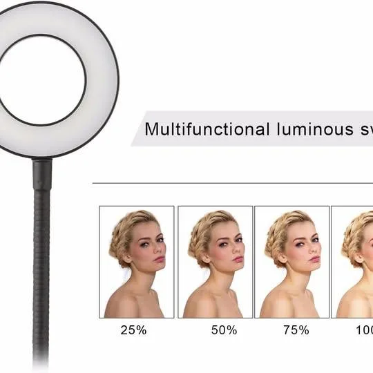 Cell Phone Holder with Selfie Ring & Clamp to Desk image indicator(2)