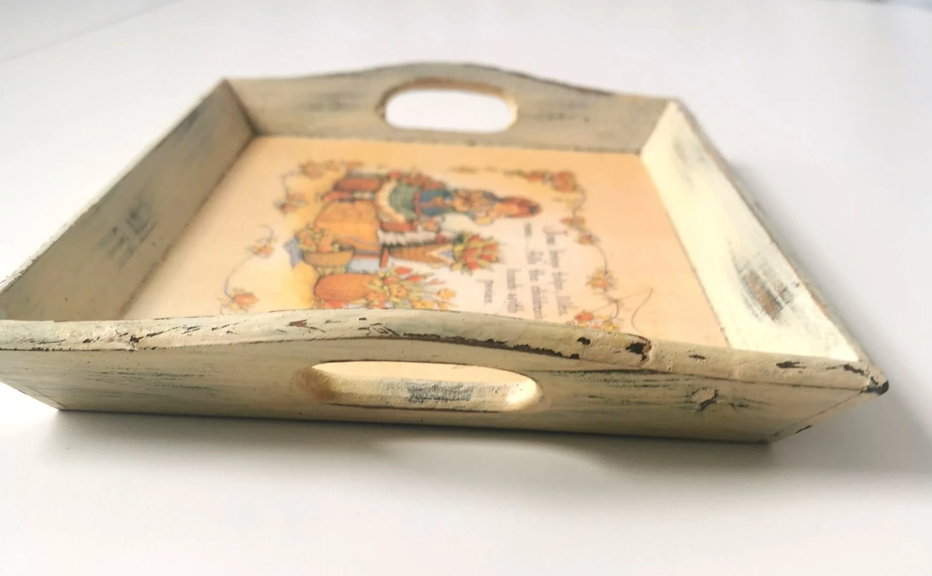 Rare Vintage Picture Wood Serving Tray image indicator(3)