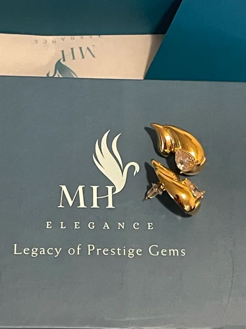 14k Gold Plated Double Teardrop Stud Earrings image indicator(2)