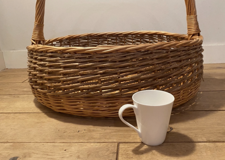 Large Rare Decorative Wicker Basket with Handle 24"W