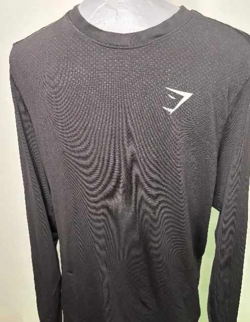 Black Gymshark Long Sleeve Performance Shirt Adult Medium image indicator(2)