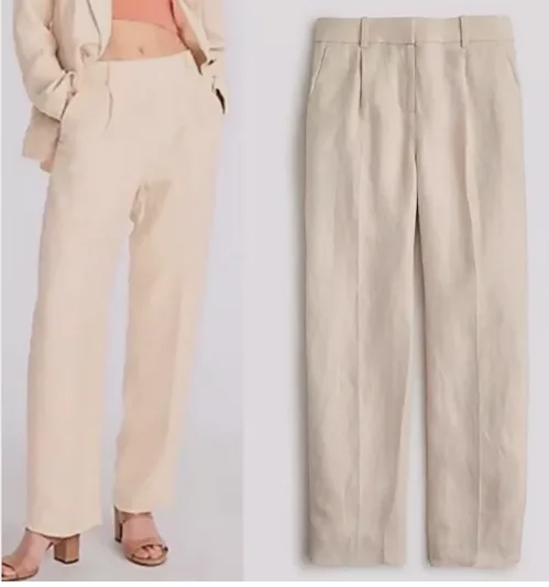 J.Crew Pleated Linen-Cupro Blend Lined Dress Pants image indicator(2)