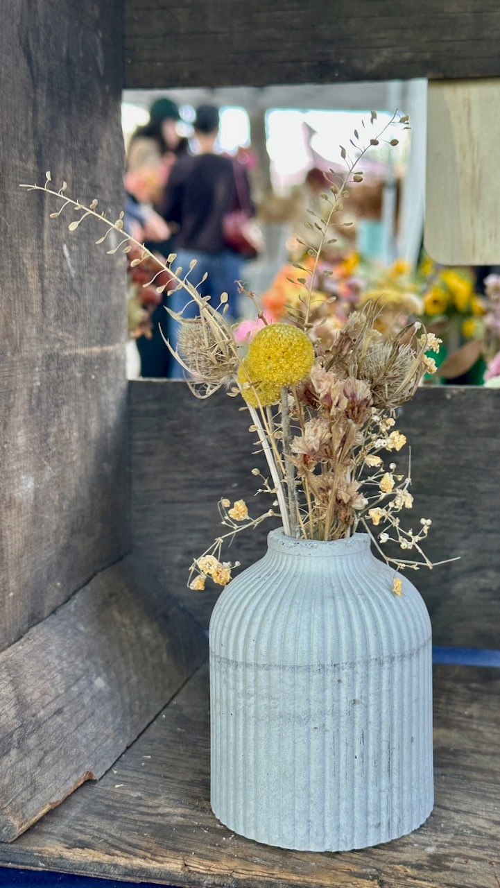 Fluted Vase with Dried Flowers