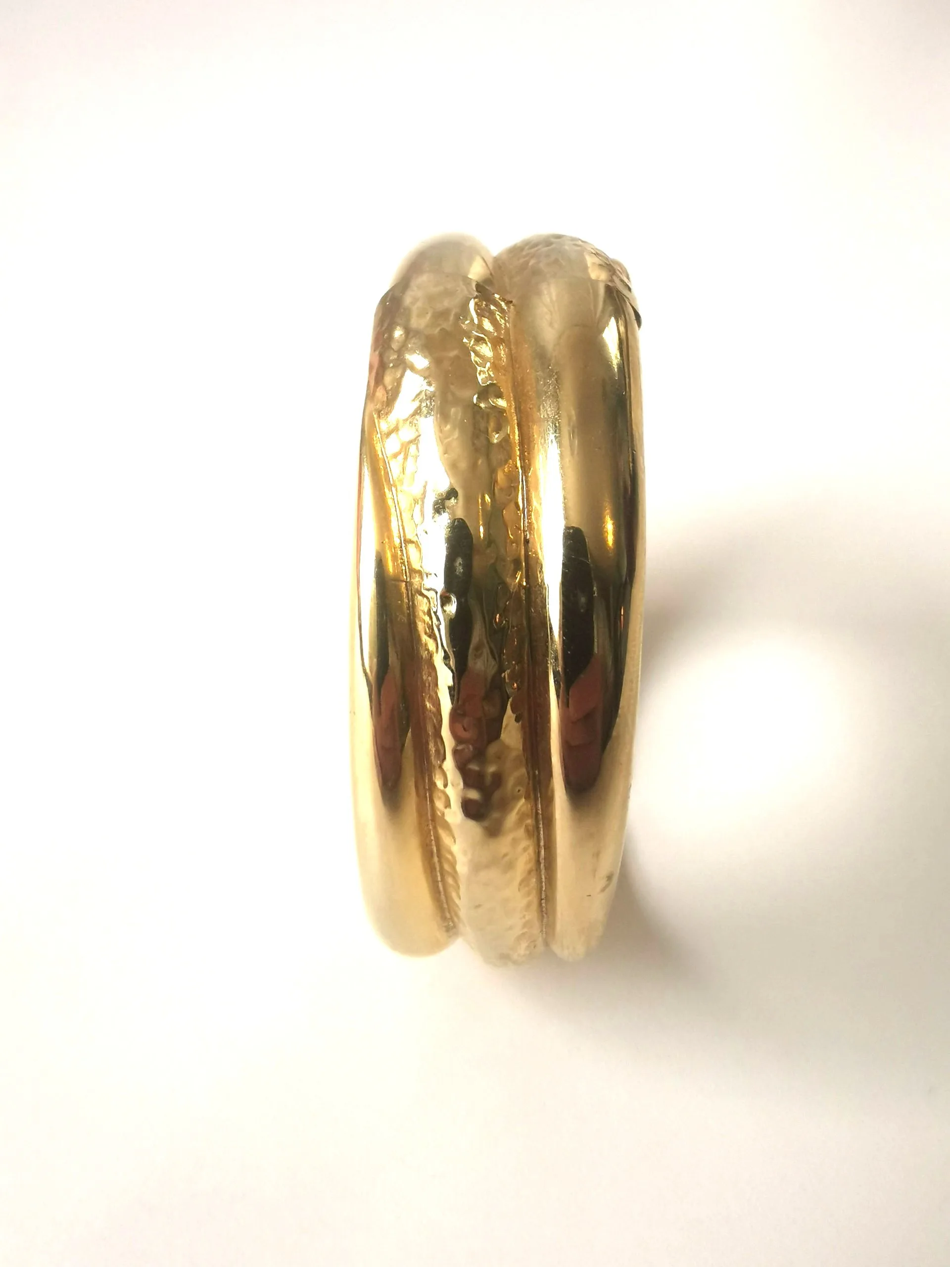 Gold Tone Clamper Bracelet Medium, Hinged, Wide, Runway, Vintage image indicator(3)