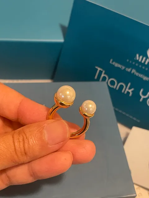 Twin Pearl Arc Ring Adjustable