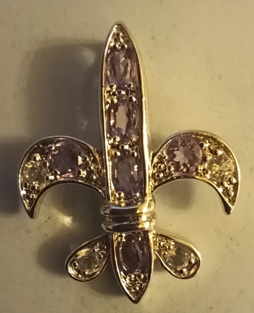 Heraldic Fleur-de-lis Sterling Silver Pendant W/Citrine &Topaz - photo 4
