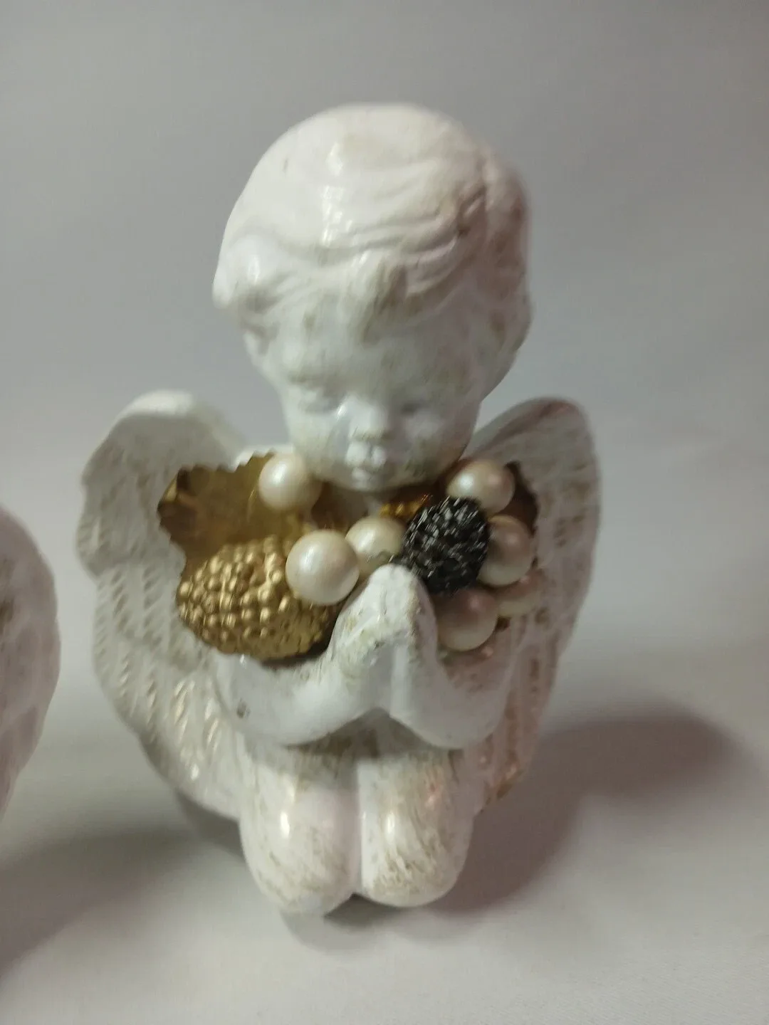 1994 vintage ceramic angels cherubs "you're an angel" candle image indicator(2)