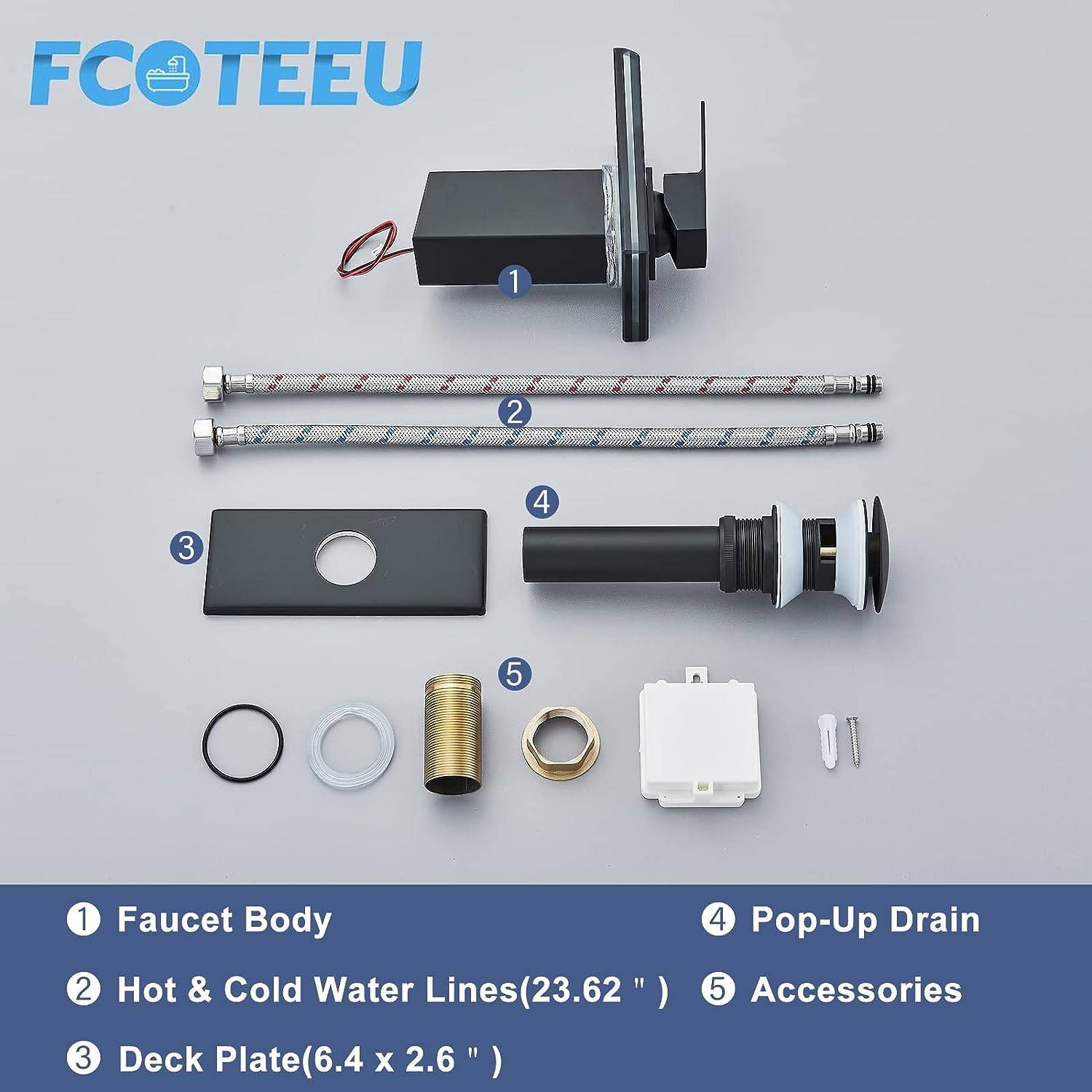 FCOTEEU Waterfall Bathroom Faucet - Matte Black - photo 3
