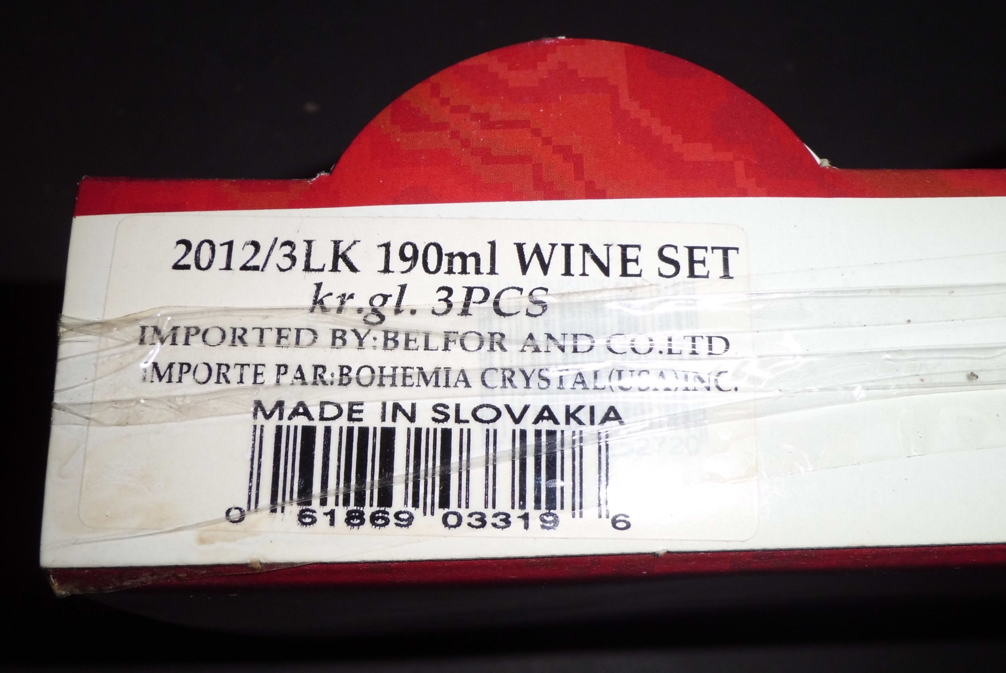 Bohemia Crystal Wine Set of 3 x 190 ML Glasses Made In Slovakia - photo 2
