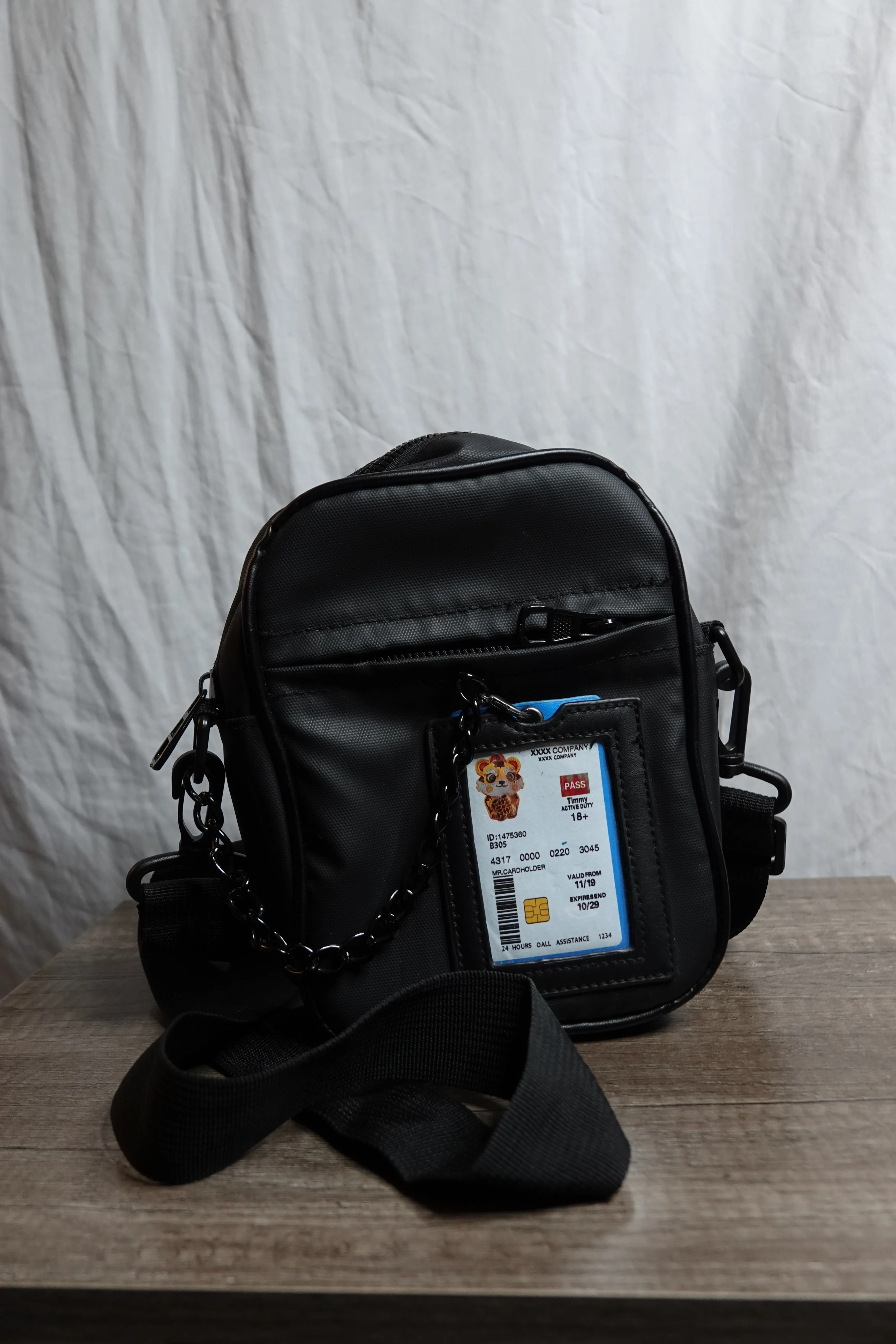 Black Crossbody Bag with Pass Holder image indicator(2)