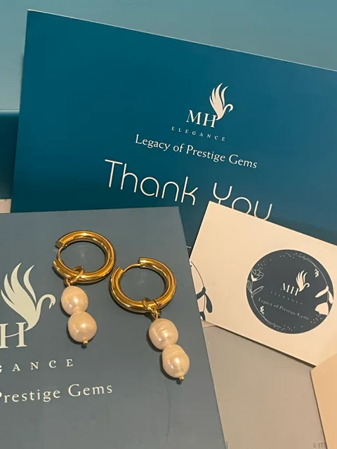 14k Gold Plated Luminous Double Pearl Hoops image indicator(4)