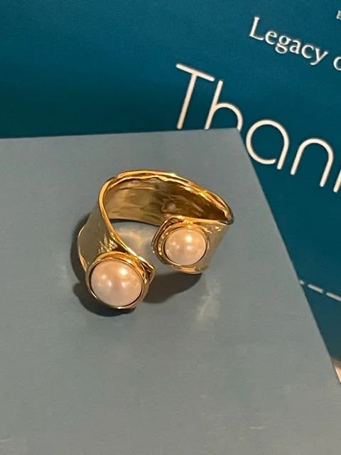 Opulent Duo Pearl Ring Adjustable
