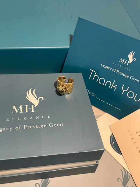 14K Gold Plated Jade Cuff Ring (Adjustable) image indicator(4)