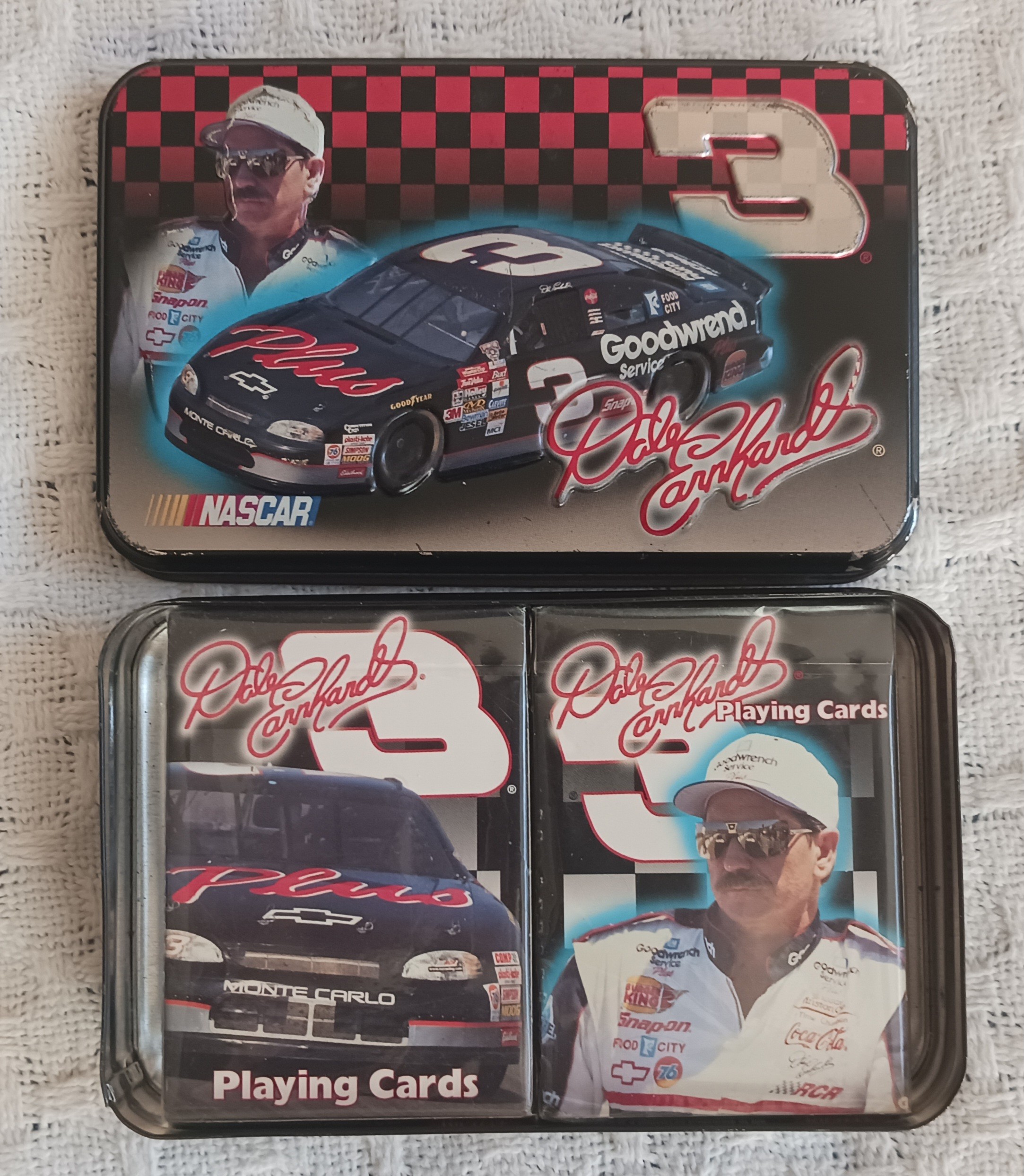 Dale Earnhardt 1998 Dual Playing Cards NASCAR 3 In Tin Box-New - photo 2