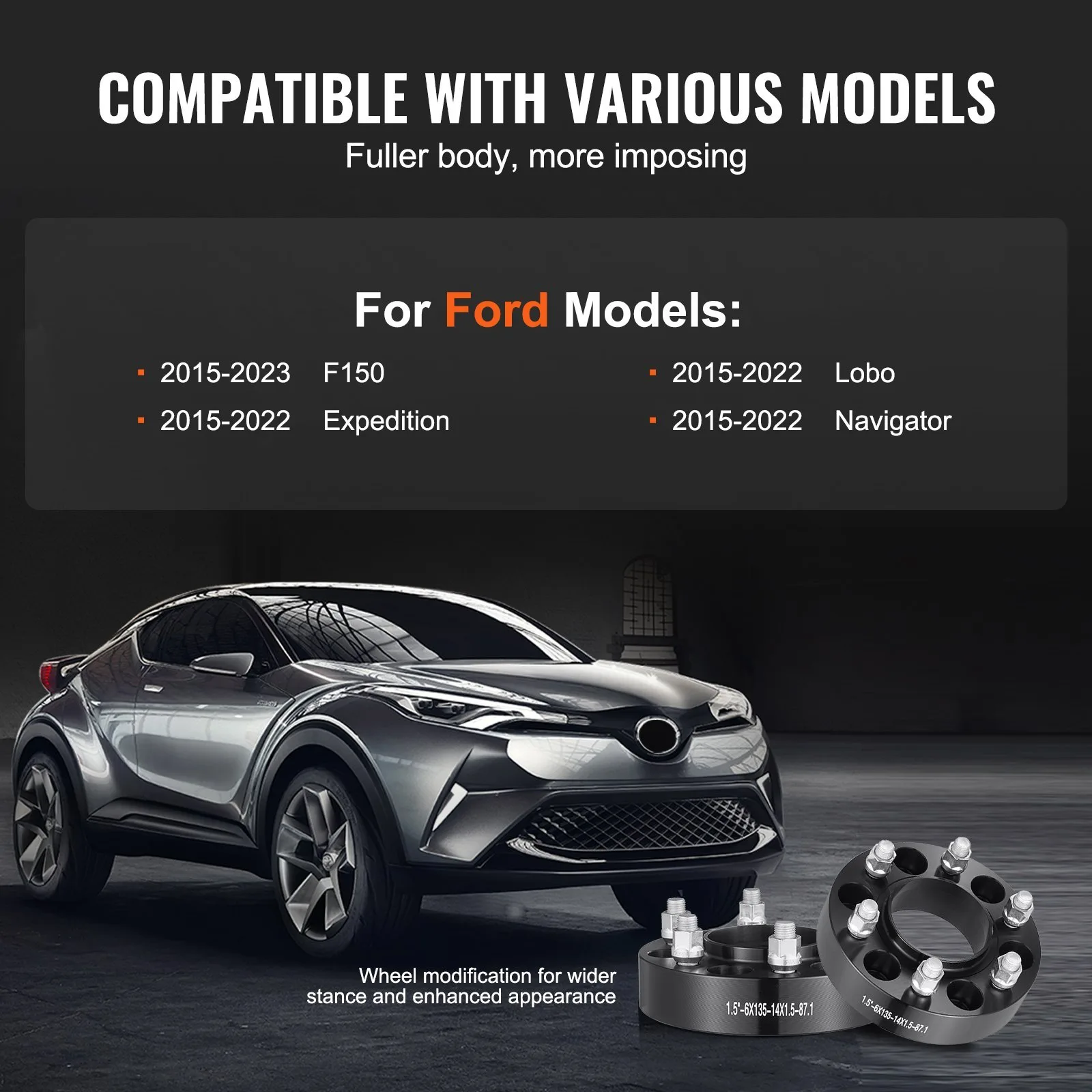 Ford, Lincoln - Wheel Spacers, 1.5" 6"x5.3" image indicator(3)