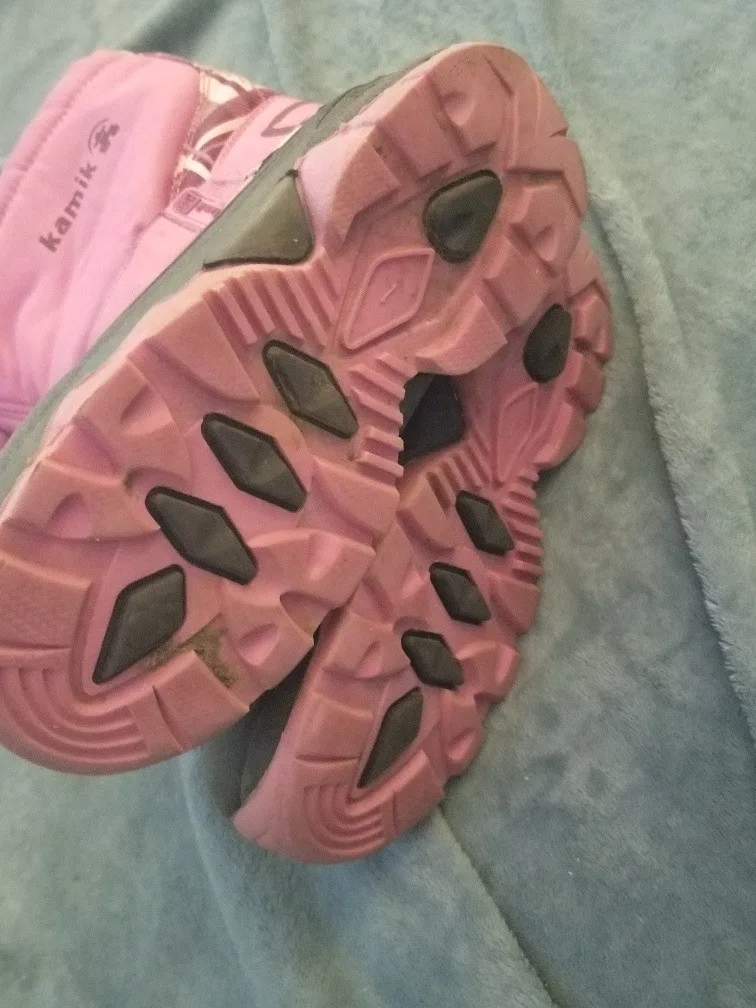 2 pairs girl's winter/rain/snow boots  Sizes 1-2M image indicator(10)